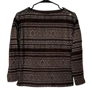 LRL Ralph Lauren Jeans Co. Southwestern Style Top Buttons Size S Brown White